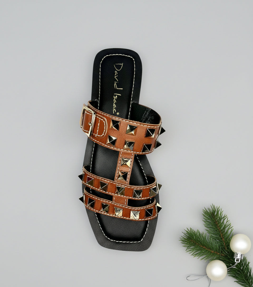 Sandalia Plana con Detalles-Tan & Gold