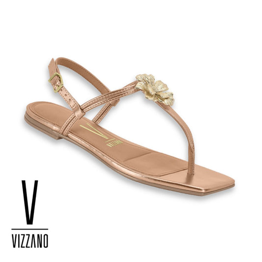 Sandalia Plana con cierre al tobillo- Rose Gold