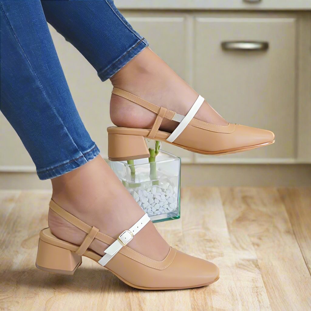 Mary Jane - Beige & Blanco