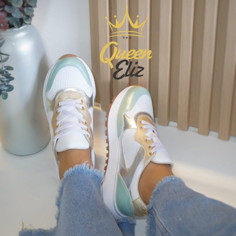 Classic Sneakers- Mint,Gold & Silver
