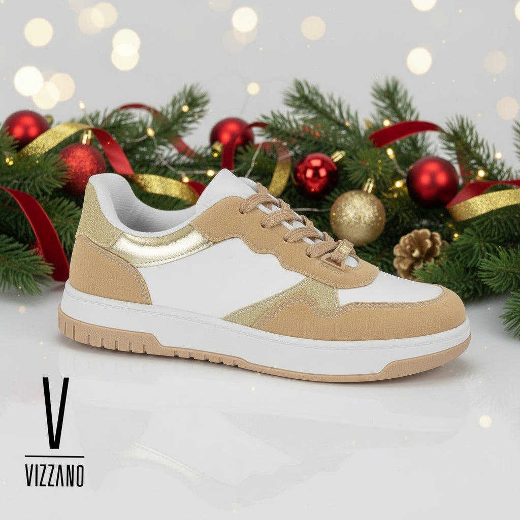 Beige and white sneaker