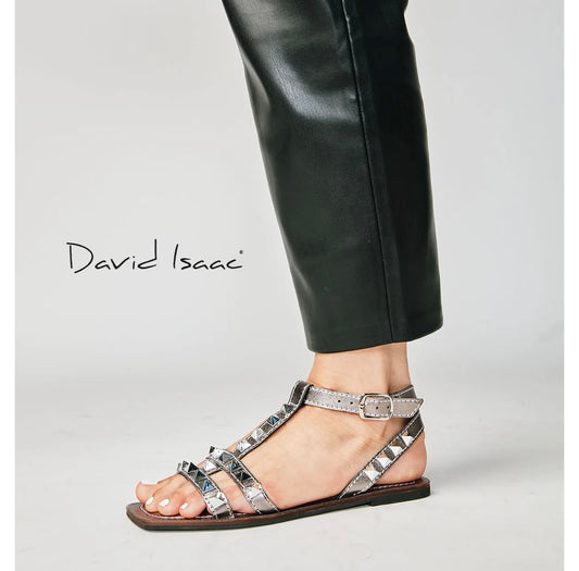 Sandalia Plana con hebilla al tobillo-Pewter