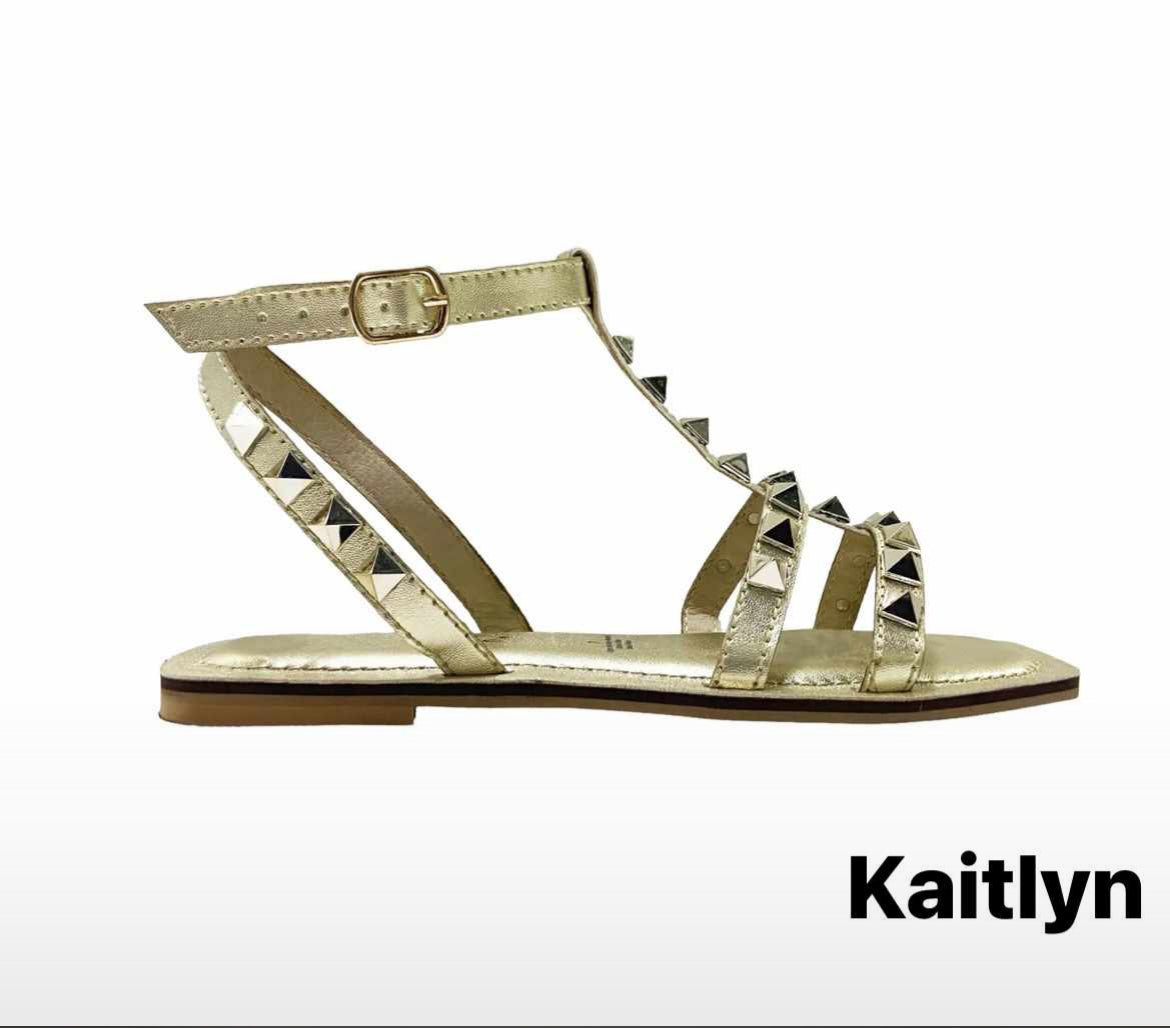 Sandalia Plana con hebilla al tobillo - Gold