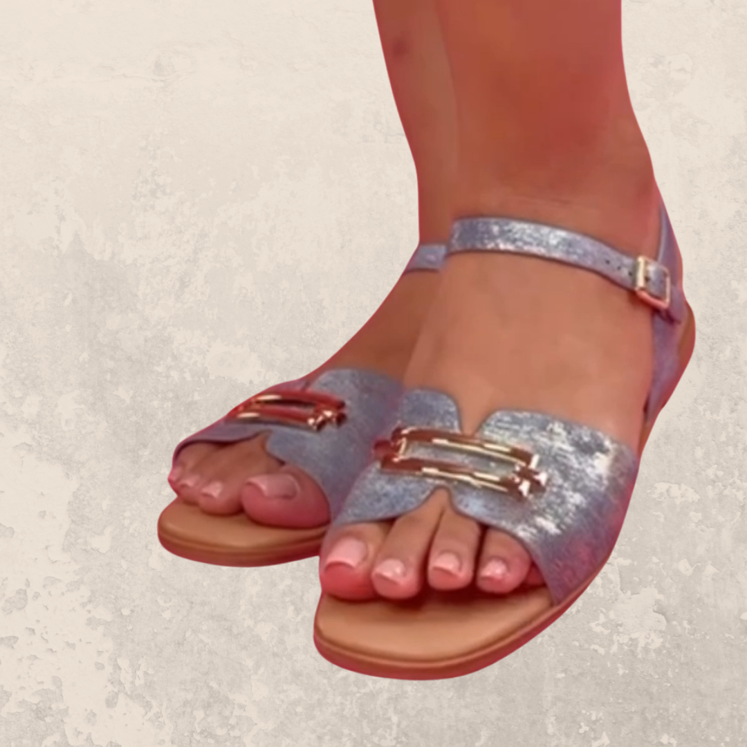 Sandalia Denim & Oro- Denim Tornasol