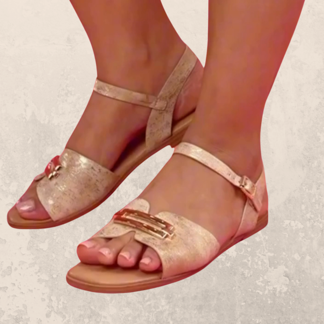 Sandalia  Crema & Oro - Beige & Gold