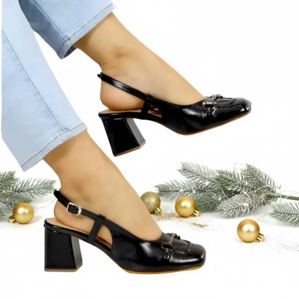 Black high-heeled shoes.