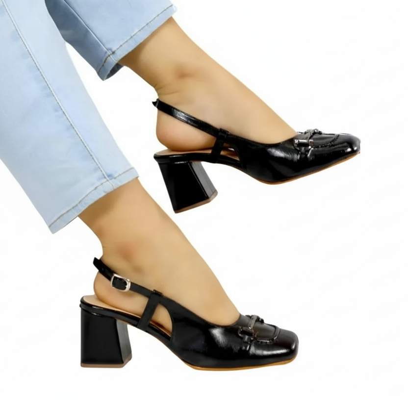 Black high-heeled shoes.