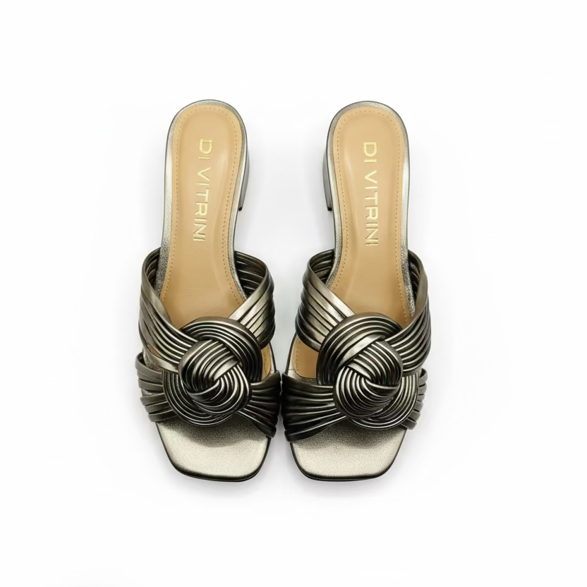 Pair of silver sandals.