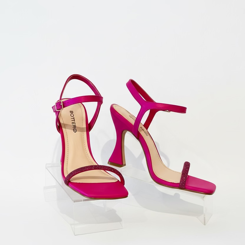 Pink high-heeled shoes