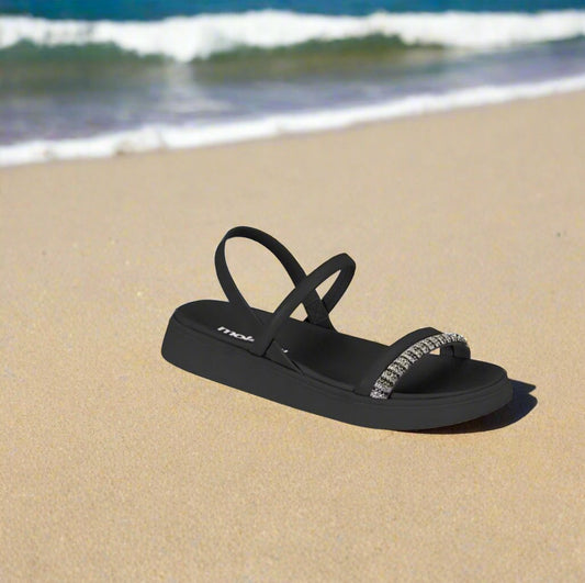 MOLECA CRYSTAL SANDAL- Black