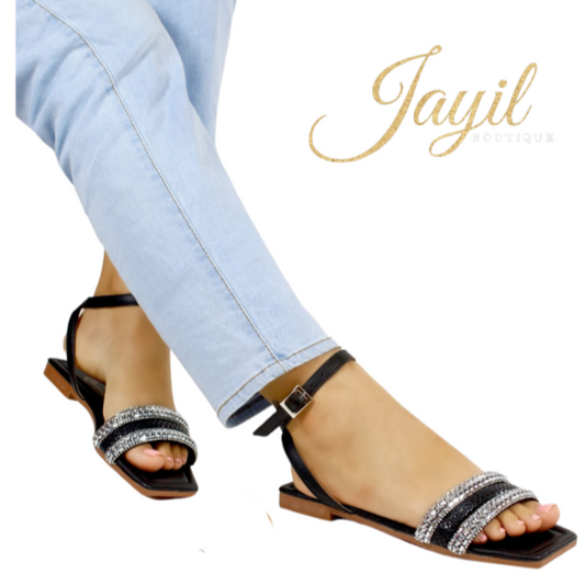 Sandalia Plana con Amarre - Black