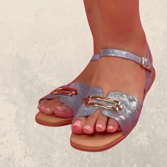 Sandalia Denim & Oro- Denim Tornasol