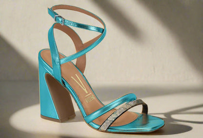Sandalia Tacon Ancho- Azul
