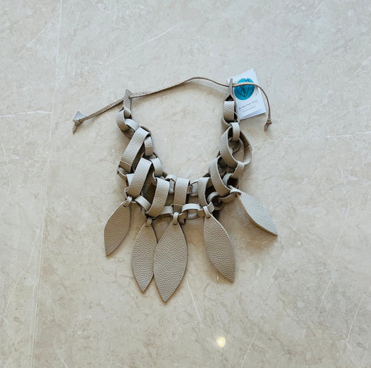 Leather Necklace- Nude